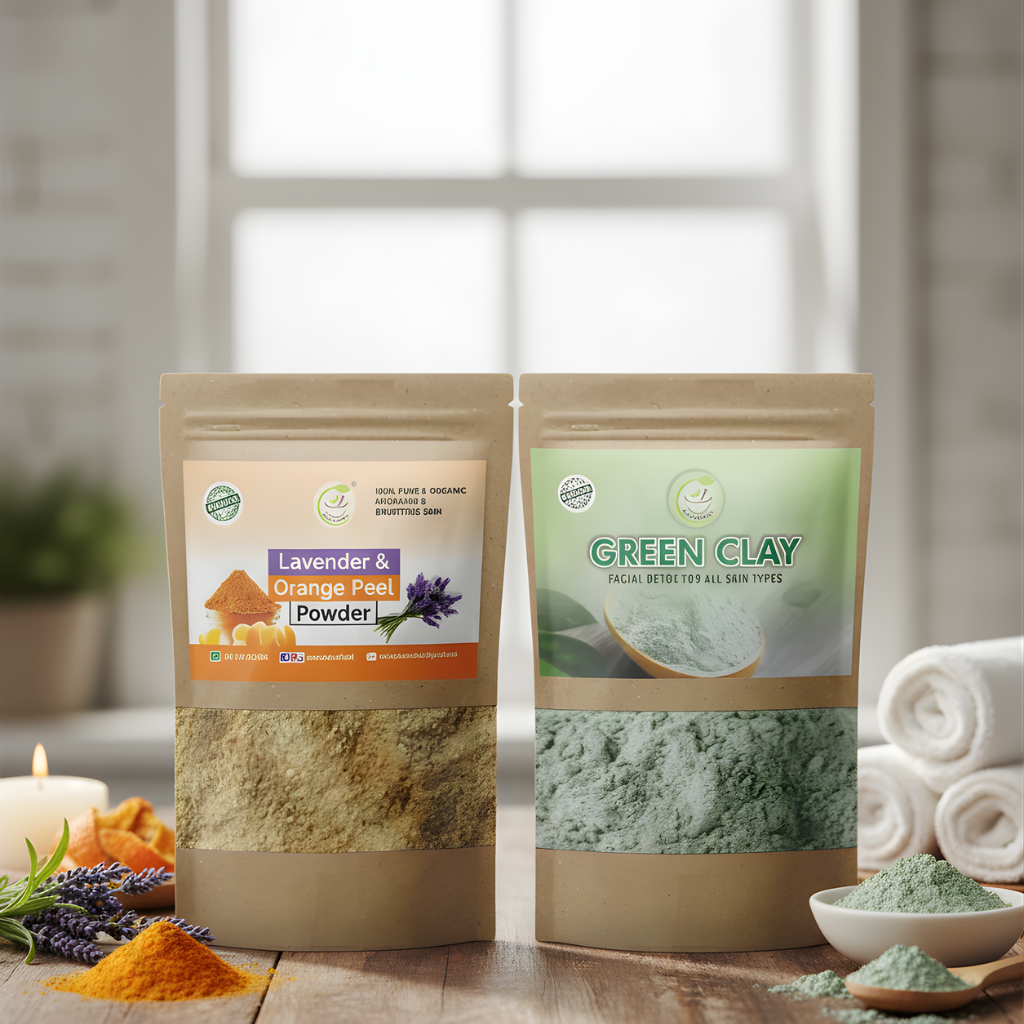 Cleanse & Calm Combo: Green Clay and Lavender & Orange Peel Mask